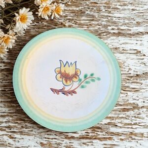 Hand-Painted Vintage Artsy Rustic Collectible Classic Floral Pottery Plate